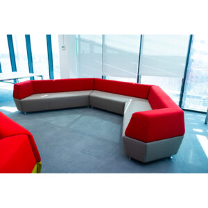 Sofá modular curvo bicolor para recepción y zonas lounge