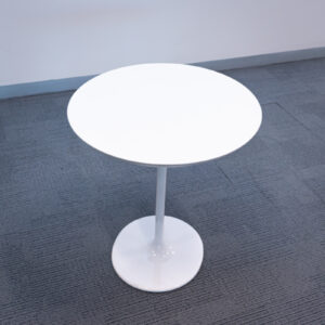 Mesa auxiliar redonda blanca con pie central